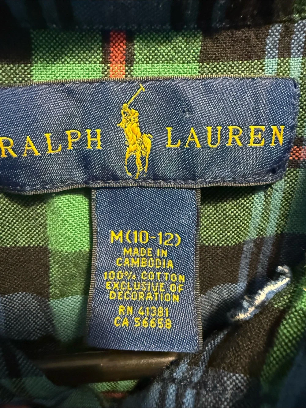 Ralph Lauren Green, Blue & Black Plaid Button-Down Shirt